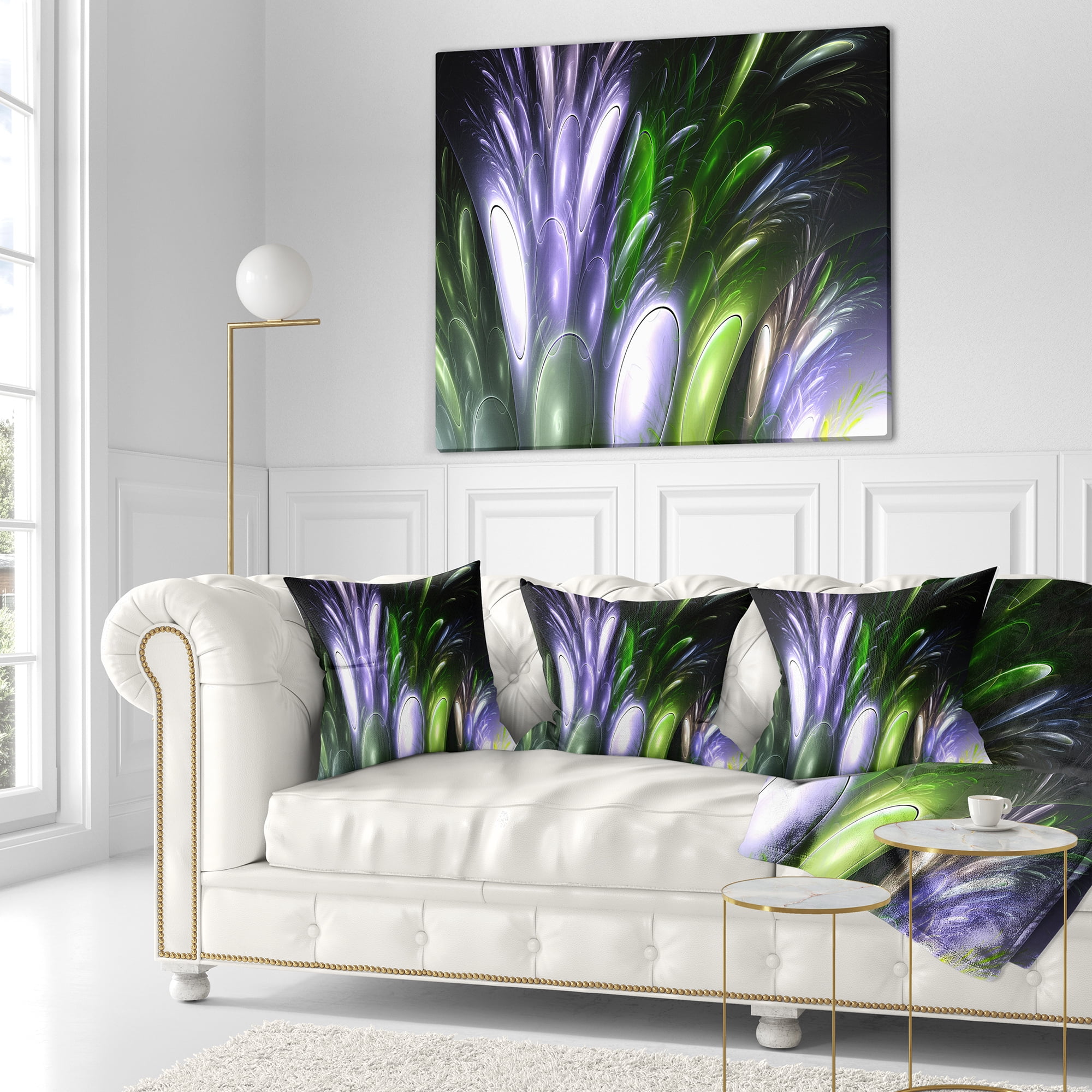 Designart Mysterious Psychedelic Flower - Abstract Throw Pillow - 16x16