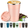 thumbnail image 2 of FORHVIPS Coffee Tumbler, 13oz Double Wall Vacuum Stainless Steel Vacuum Coffee Cup with Leakproof Lid and Non-Slip Sleeve, Reusable Thermal Coffee Cup to go for Keep Hot/Ice Coffee, Pink, 2 of 7