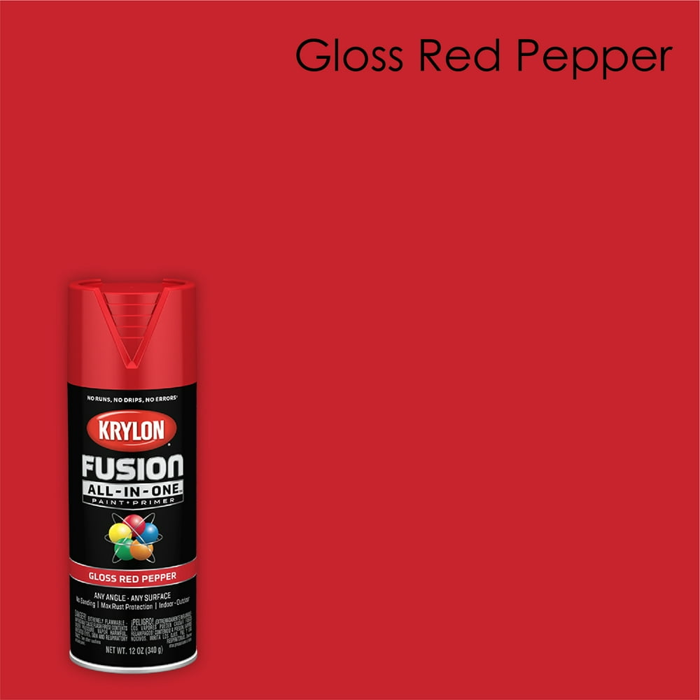 Krylon Fusion AllInOne Spray Paint, Gloss, Red Pepper, 12 oz