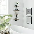 thumbnail image 3 of Danya B. 4-Tier Ladder Bracket Floating Wall Shelves - Black Metal and Walnut Finish, 3 of 14