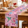thumbnail image 5 of Pink Spring Floral Table Runner 48 Inches, Watercolor Birds Farmhouse Art Bed Runner Dresser Scarves Tabletop for Indoor Outdoor Parties/Ceremony/Banquet, 13" x 48", 5 of 9