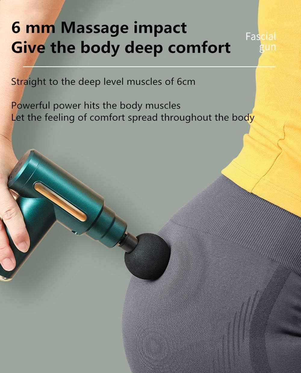 Muscle Massage Gun, Massage Gun Mini Portable Electric Deep Tissue Percussion Massager for Pain Relief, 6 Speed Quiet Body Fascia Gun Handheld Muscle Massager for Athletes with 4 Massage Head