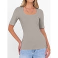 thumbnail image 6 of ANRABESS Womens Scoop Neck Tops Half Sleeve Ribbed Knit Slim Fitted T Shirts Summer Casual Basic Tee Going Out Shirts, 6 of 10