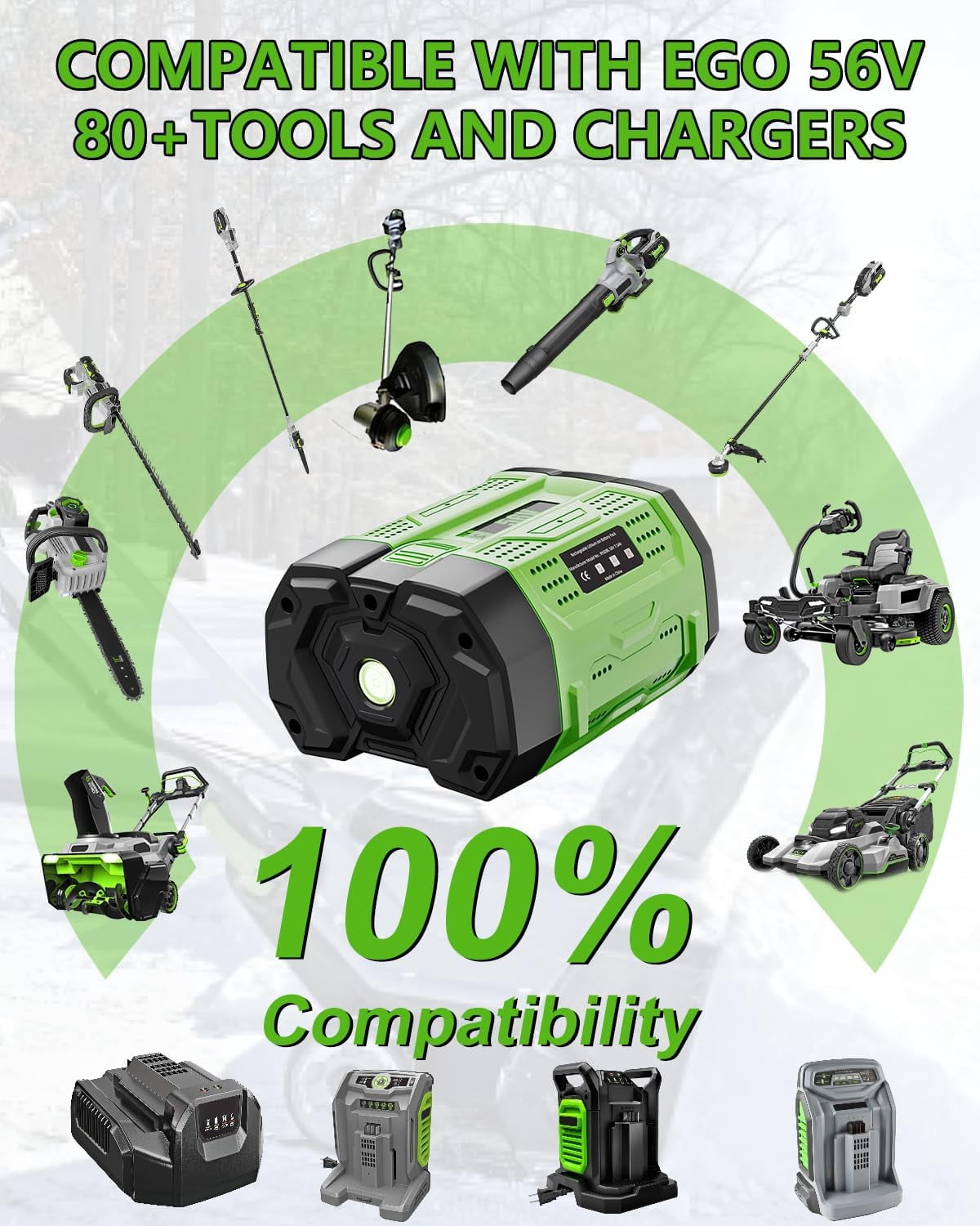 2pack 7.5Ah Replacement for EGO 56 Volt Lithium-ion Battery BA1400T BA2800 BA2800T BA4200 BA4200T Compatible with EGO 56V Power Tools Lawn Mower Leaf Blower Chainsaw