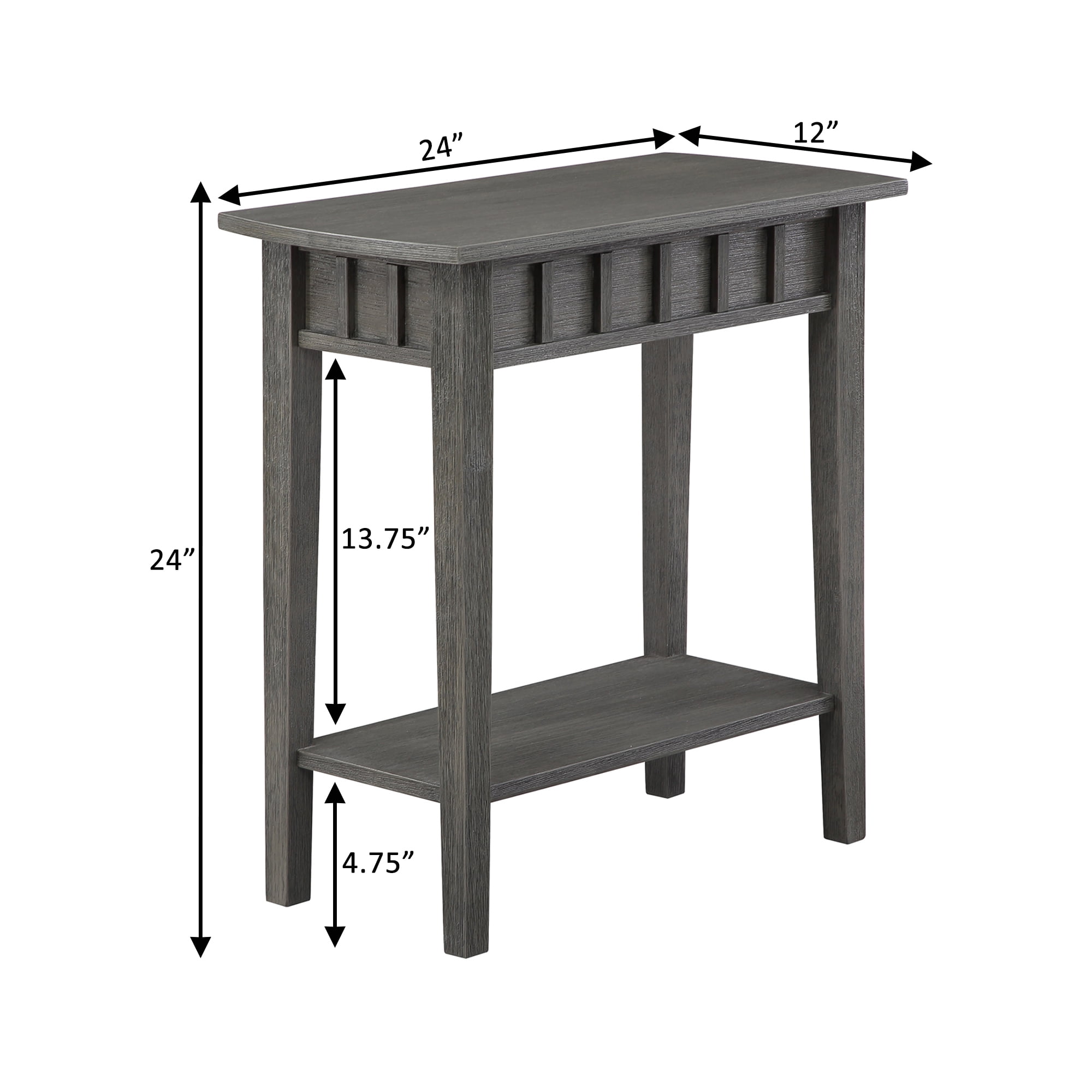 Convenience Concepts Dennis End Table with Shelf, Wirebrush Dark Gray