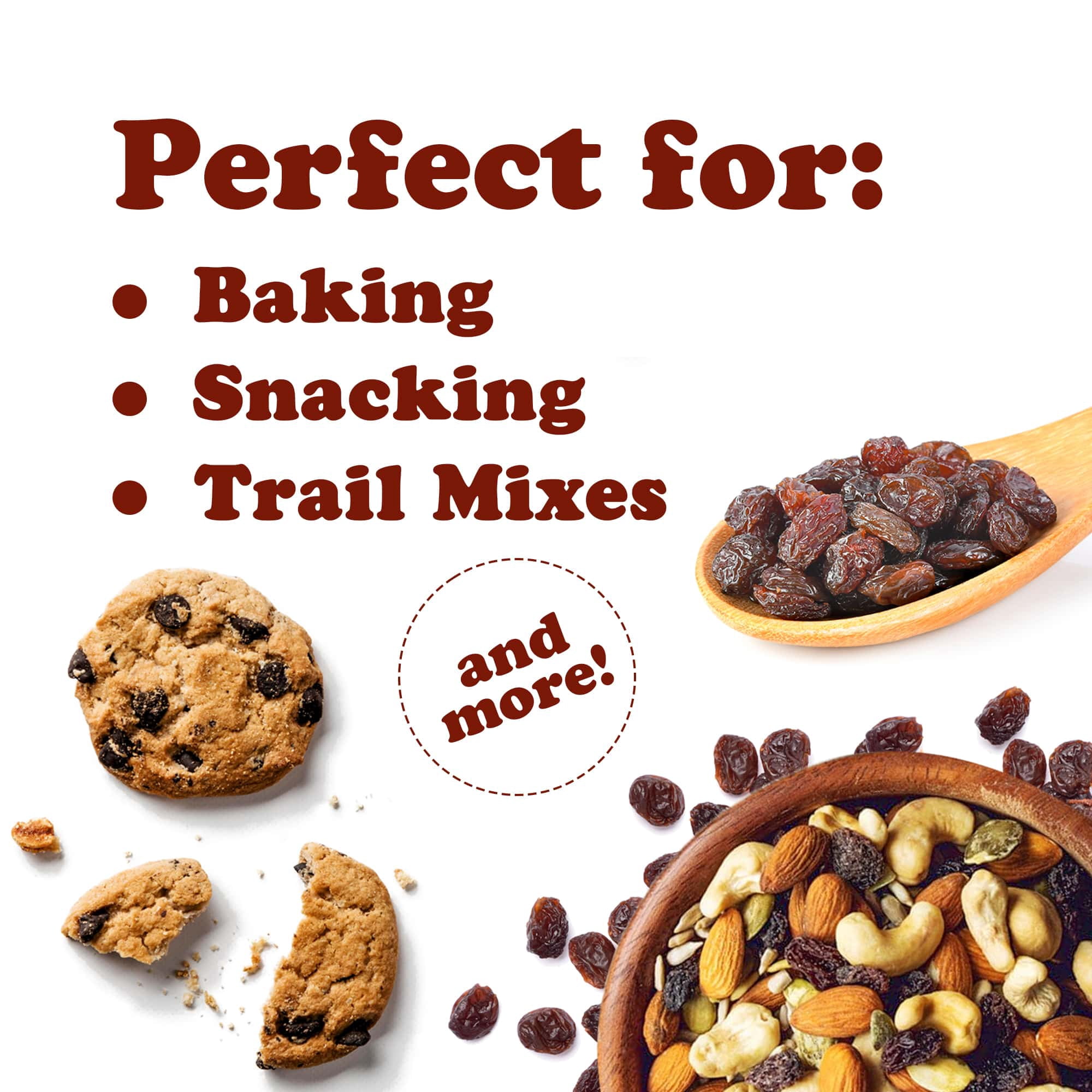 Sultana Raisins, 16 Pounds – Natural Dried Grapes for Baking, Snacking, and Trail Mixes. No Sugar Added, Unsulfured, Lightly Coated with Sunflower Oil. Perfect Pantry Staple. Paleo Fruit in Bulk