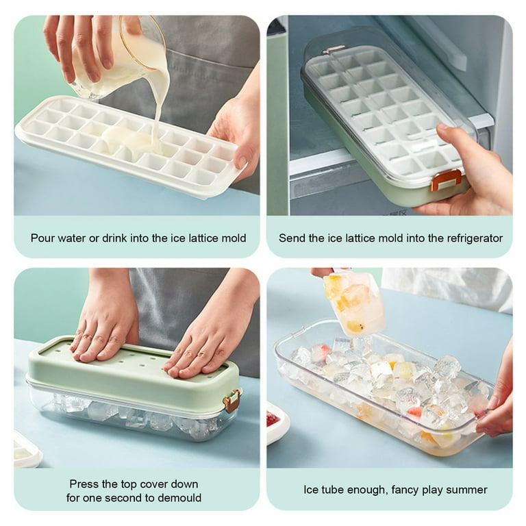Press-type Ice Cubes Tray With Lid Multipurpose Baby Food Making