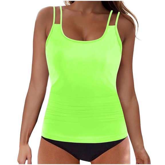 CLOISE Womens Tankini Swimsuits 2 Piece Swimwear with Shorts Full Coverage Solid Bathing Suit Vacation Beachwear