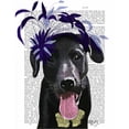 thumbnail image 2 of Fab Funky 20x24 Gold Ornate Wood Framed with Double Matting Museum Art Print Titled - Black Labrador With Blue Fascinator, 2 of 4