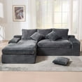 thumbnail image 2 of GNIXUU 98.8” Modular Sectional Sofa, Cloud Boneless Couch with Deep Seat Chaise, Comfy Corduroy L-Shape Convertible Modern Sponge Compression Sofas for Living Room,Bedroom,Office,Gray, 2 of 7