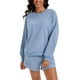 thumbnail image 2 of Conjuntos de sudadera cortos para mujer ATHLECHIC, conjuntos de sudadera con mangas de murciélago, conjunto de lounge casual, chándal M gris azul, 2 of 4