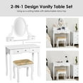 thumbnail image 4 of Topbuy Vanity Table Set w/ 360° Rotating Oval Mirror & Drawers White, 4 of 9