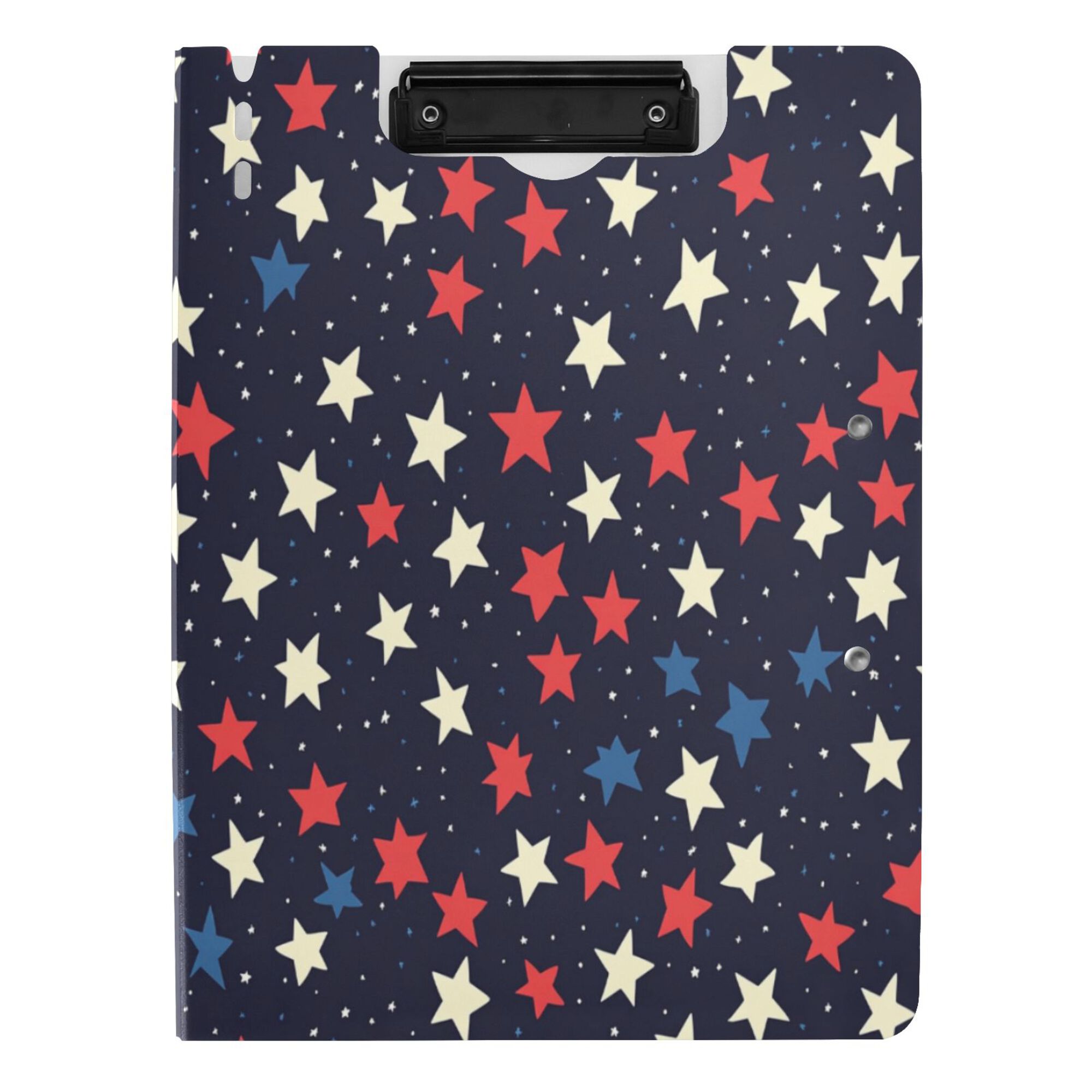 FORMRS A4 Clipboard Folder with Pen Holder Horizontal Foldable School Office Binder, Red Starry Pattern