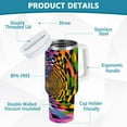 thumbnail image 2 of Yayeee 40oz Stainless Steel Tumbler with Straw and Handle Double-Wall Insulated Travel Water Bottle, Green Wavy Plaid, 2 of 8