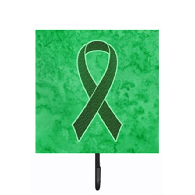 4.25 W x 7 H In. Emerald Green Ribbon for Liver Cancer Awareness Leash or Key Holder