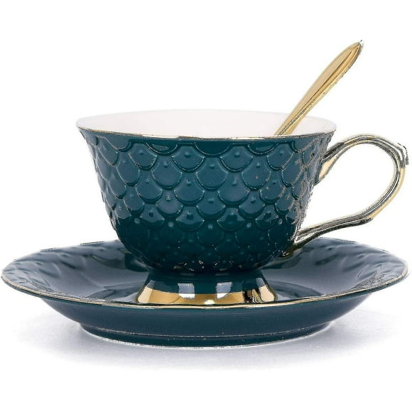 Vintage 8 Ounces Porcelain Coffee Cup,tea Cup And Saucer Set And Saucer With Decorative Scale P