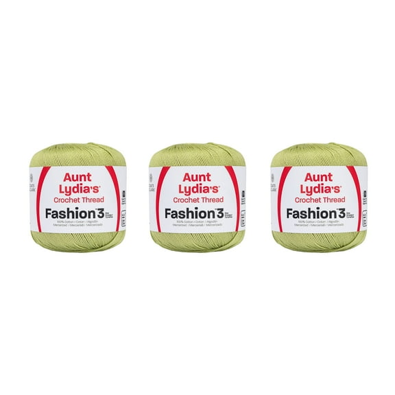 Aunt Lydia Fashion Lime Crochet - 3 Pack of 150y/137m - Cotton - Gauge 3 - Crochet
