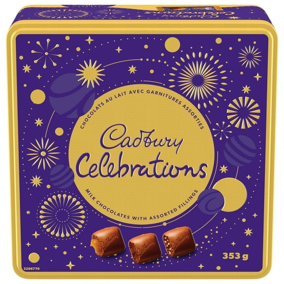 Cadbury Celebrations Gifting Tin, 353g, Chocolate Gift Box, Festive, Hosting, Variety of Individually Wrapped Chocolate Candy, 353 g