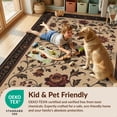 thumbnail image 4 of Design&I 3'x5' Washable Throw Rug Beige and Burgundy Floral Elegance Intricate Botanical with Classic Border for Entryway, Kitchen, Ultra-Thin & Non-Slip Skid-Resistant Small, 4 of 7