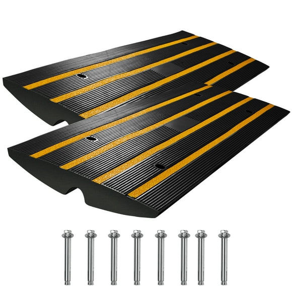 KFFKFF Incline Ramp, Dual Pack, 2.6" Elevation, Sturdy Rubber Ramps, Robust 33069 lbs Load Bearing Ramp, Threshold Bridge Ramps for Loading Bay Garage Walkway, Comprehensive Ramp Kit