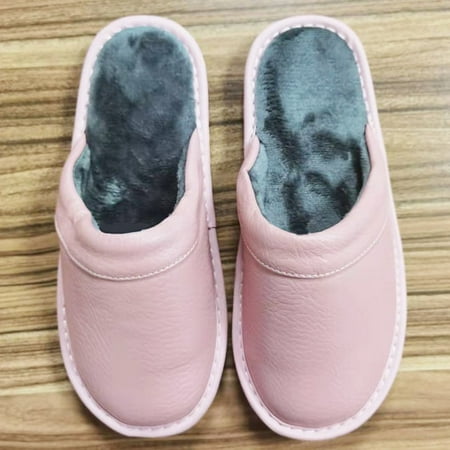 

QWZNDZGR Autumn Winter Indoor Shoes Men s Slippers Plus Size 47 48 Man Concise Navy Blue Slides Simple Leather Home Slippers For Men