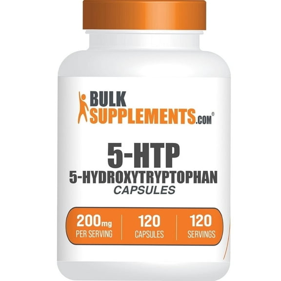 BulkSupplements 5-HTP 200mg Capsules - 5-Hydroxytryptophan, Dietary Supplement - 1 Capsule per Serving, 120 Count