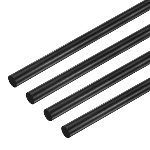 Uxcell 4-Pack Carbon Fiber Rods, 300mm Length 6mm Dia Carbon Fiber Solid Matte Pole