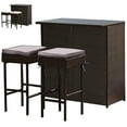 thumbnail image 1 of Gymax 3PCS Rattan Patio Bar Table & Stool Set Dining Set w/ Gray & Off white Cushion, 1 of 8