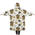 thumbnail image 2 of Oversized Wearable Blanket Hoodie,White Highland Cow Sunflower Hat Pattern Sherpa Blanket Hoodie with Super Pockets,Super Warm Fuzzy Pullover for Women & Men, 2 of 6