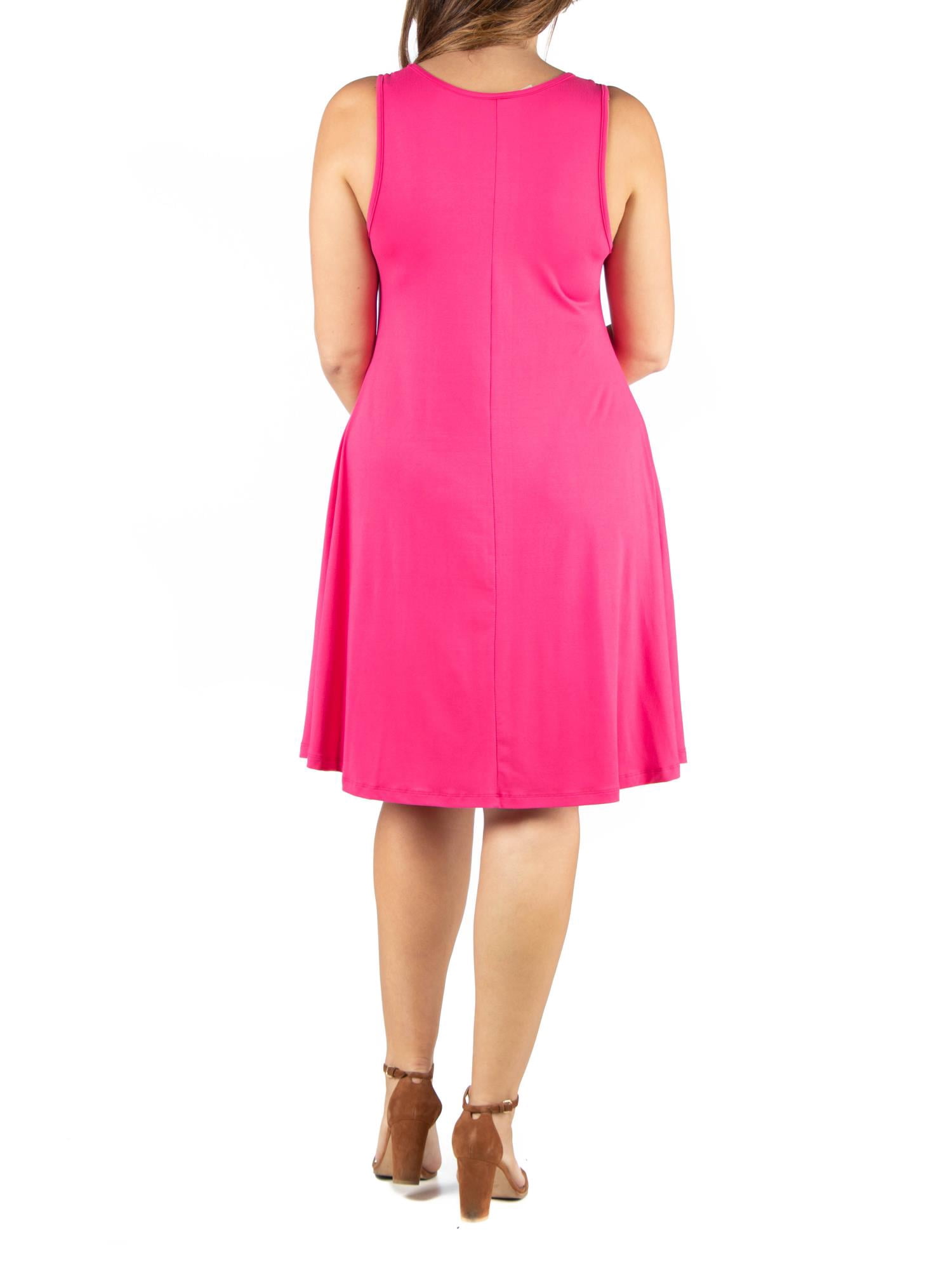24seven Comfort Apparel Plus Size Fit and Flare Knee Length Tank Dress
