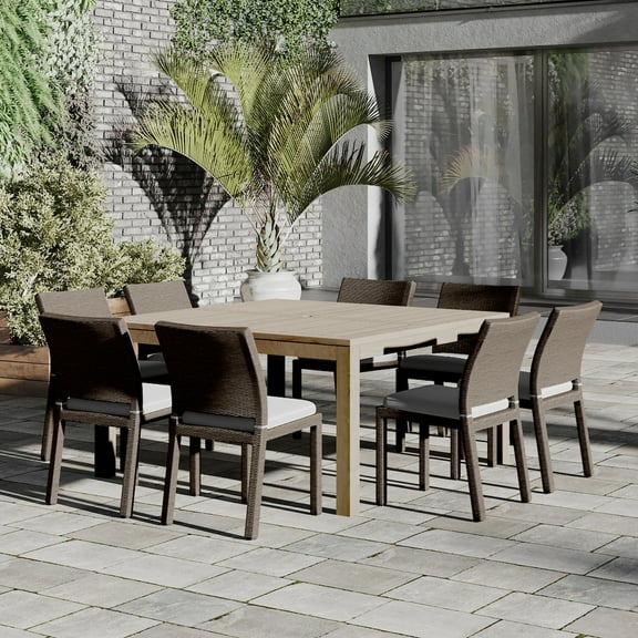 Amazonia Horizon 9-Piece Teak Wood 100% FSC Patio Dining Set