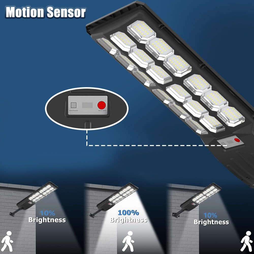 Solar Street Lights Metal Pole, 28000LM  Super Bright Solar Street Lights Outdoor, Motion Sensor Outdoor Street Lights, Waterproof Solar Flood Lights for Garden Area Lighting Yard, Dusk to Dawn