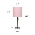 thumbnail image 3 of Oslo 19.5" Contemporary Bedside Power Outlet Base Standard Metal Table Desk Lamp In Brushed Steel With Light Pink Drum, 3 of 7