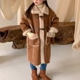 thumbnail image 6 of Otqutp Children Girl's Suede Lined Shearling Oversized Long Jacket Coat Winter Girls Thickened Puffer Snow Outwear with Pockets(A,9-10 Years), 6 of 8