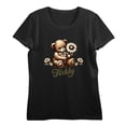 thumbnail image 4 of Teddy Bear With Daisy Women's Black Crew Neck Short Sleeve Crop Tee-Medium, 4 of 7