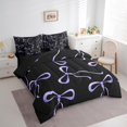 thumbnail image 3 of jejeloiu Kawaii Bowknot Bow 7-Piece Twin Bedding Sets,Chic Ribbon Bowtie Bedding Comforter Set,Purple Black Sheet Sets For Girl Breathable Home Decor Reversible, 3 of 8