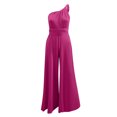 thumbnail image 5 of QUYUON Elegant Jumpsuits for Women Dressy Wedding Guest Ladies Rompers and Jumpsuits Casual Loose Wide Leg Jumpsuits Sleeveless V Neck Evening Party Formal Jumpsuits Back Lace up Style J9, Hot Pink S, 5 of 9
