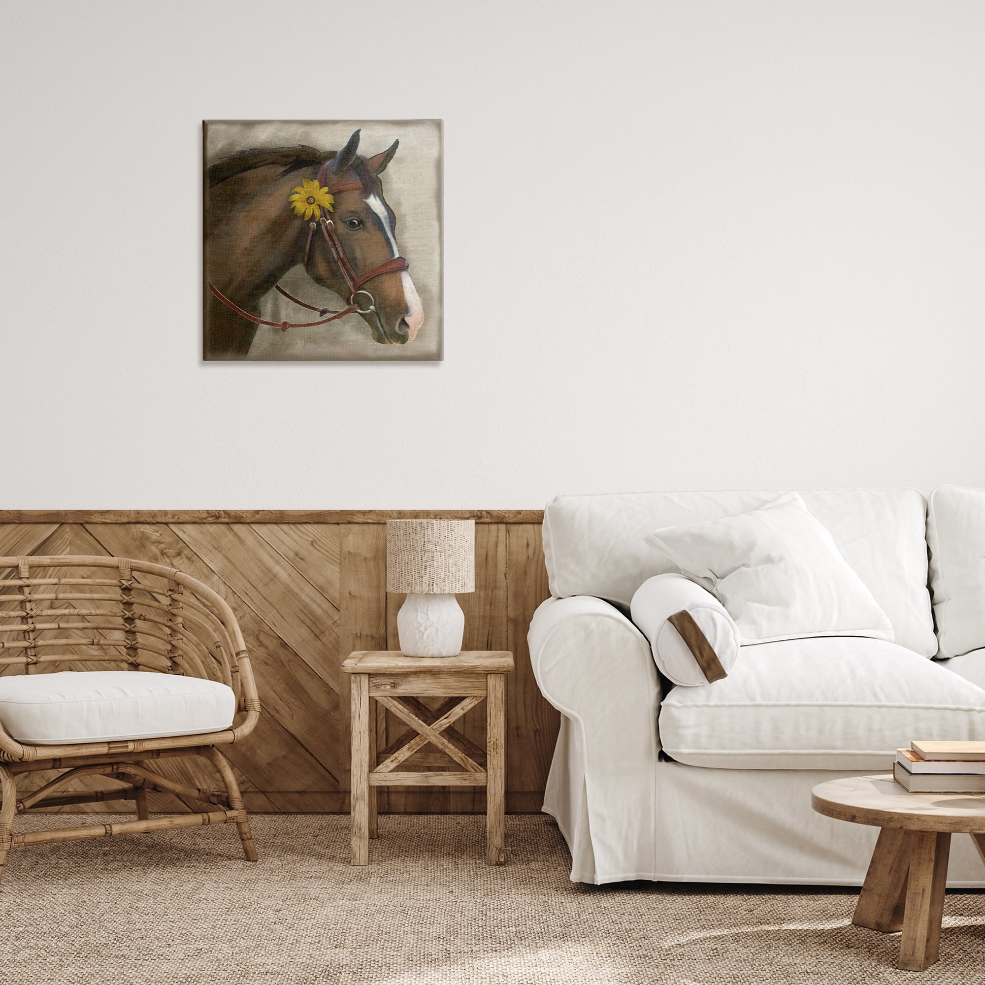 Stupell Industries Barnyard Horse with Daisy Canvas Wall Art, design by Suzanne Nicoll