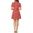 thumbnail image 3 of INSPIRE CHIC Women's Vintage Floral Short Sleeve Camp Collar Button Up A-Line Dress, 3 of 7
