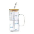 thumbnail image 1 of ONFD Tasse en Verre Résistante à la Chaleur avec Paille 400 ml, Convient aux Boissons Froides, Jus, Lait, avec Couvercle, Texture en Verre, Convient à Diverses Boissons, 1 of 5