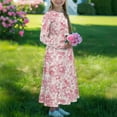 thumbnail image 3 of DISNIMO Pink Flower Long Sleeve Dress for Kids Dresses for Girls 11-12 Long Sleeve Girls Dress with Pockets Kids Swing Dress Long Sleeve for Kids Midi Dress Fall Crew Neck Dress for Kids, 3 of 7