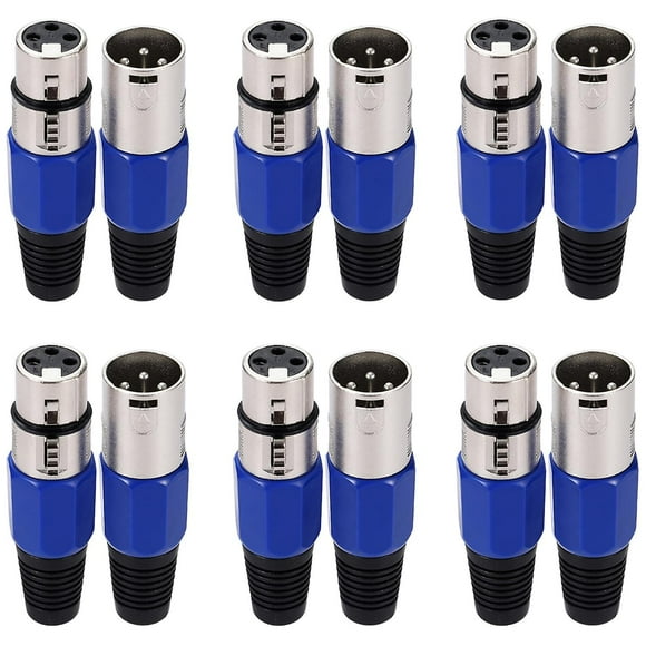 12 Pieces 3-pin Xlr Connectors, Xlr Male/female Connectors, Xlr Plugs And Sockets For Dmx Signal Wire Or Audio Microphone