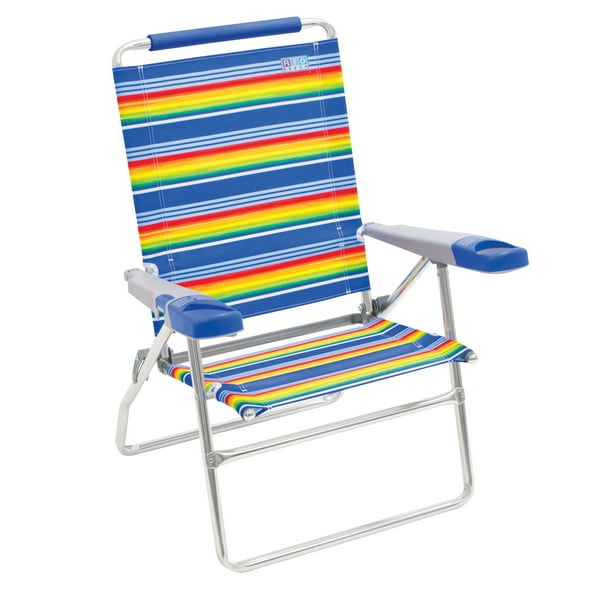 RIO Beach 4-Position Beach Chair, Stripe, Adjustable Lounge Chair ...