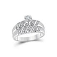 thumbnail image 2 of 10kt White Gold His Hers Round Diamond Solitaire Matching Wedding Set 1/20 Cttw, 2 of 5