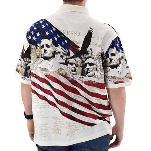 Men/'s Tech Fabric Patriotic Polo Shirt Declaration Independence American Flag