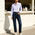 thumbnail image 5 of BCSIOAOI Womens Tops,Collared Gingham Plaid Button Long Sleeve Slim Fit Casual Shirts Purple XL, 5 of 6