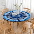 thumbnail image 3 of Blue White Tie Dye Spiral Pattern Round Fitted Tablecloth with Elastic Edge,Dining Table Cover Waterproof,Outdoor Round Tablecloth for Camping,Dining,Indoor and Outdoor, 3 of 7