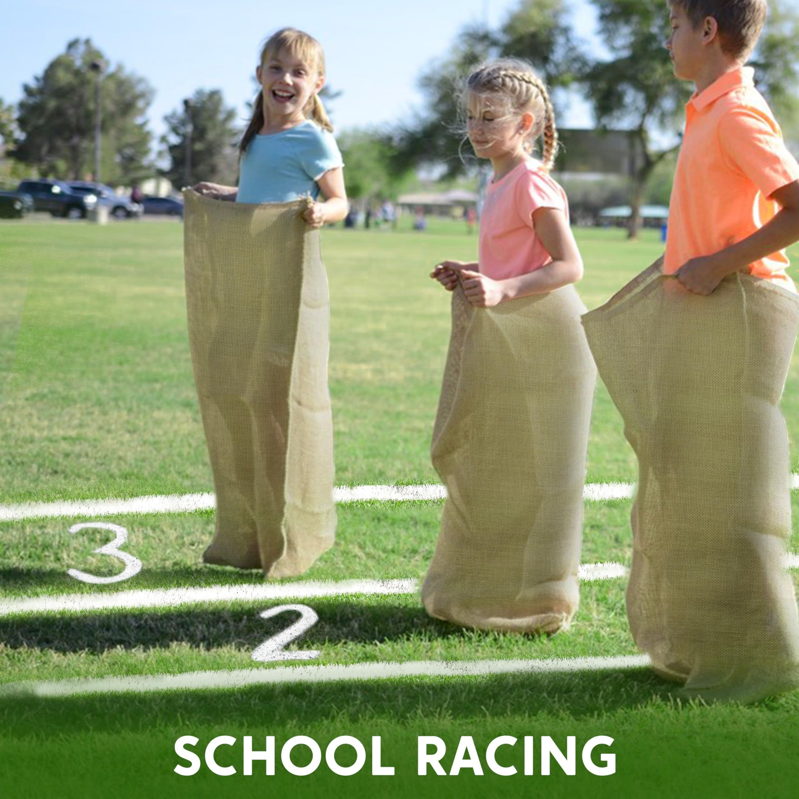 Joyfy 6 Pack Potato Sack Race Bags, Large Burlap Bags for Kids & Adults, Outdoor Lawn Games for Easter, Carnival, Field Day