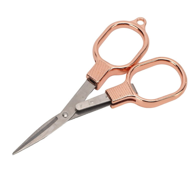 Henmomu Embroidery Scissors,Tiny Scissors,Embroidery Scissors Incisive  Blade Folding Design Portable Rose Gold Color Stainless Steel Fabric  Scissors For Cutting 