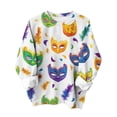 thumbnail image 2 of TaTaai Femmes Imprimé Mardi Gras Mode Chandail en Molleton Col Rond Ample Haut Décontracté Manches Longues Sans Capuche Chandail pour Usage Quotidien Rue Bureau Doux Confortable Élégant Cadeau, 2 of 3